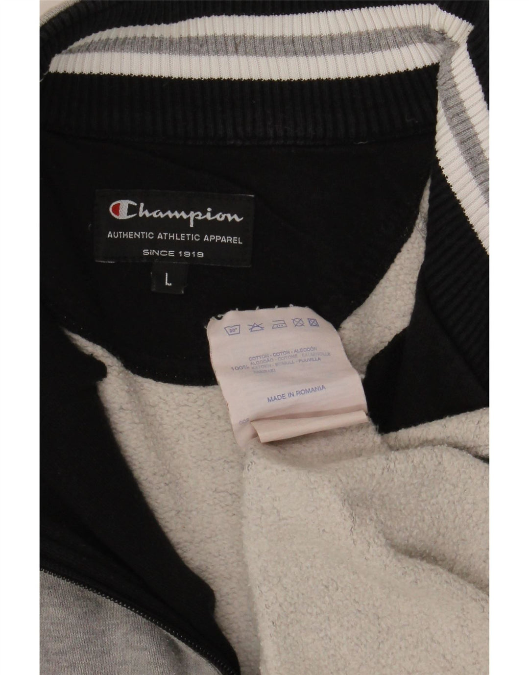 Champion Sudadera Con Cuello Y Cremallera Para Hombre Jersey Grande De Algodón A Rayas Gris