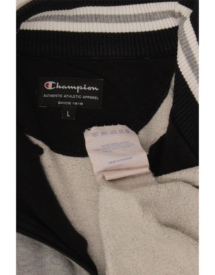 Champion Sudadera Con Cuello Y Cremallera Para Hombre Jersey Grande De Algodón A Rayas Gris