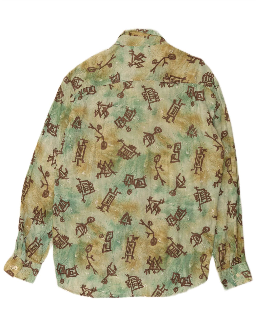Vintage hombres patrón abstracto camisa grande viscosa multicolor