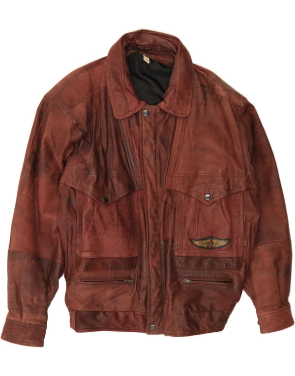 VINTAGE Chaqueta de cuero para hombre IT 50 Cuero marrón grande