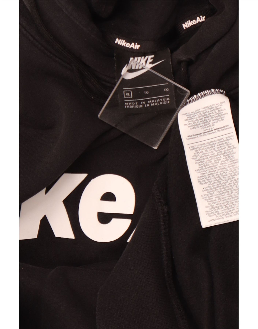 NIKE Sudadera con capucha gráfica para hombre XL Algodón negro