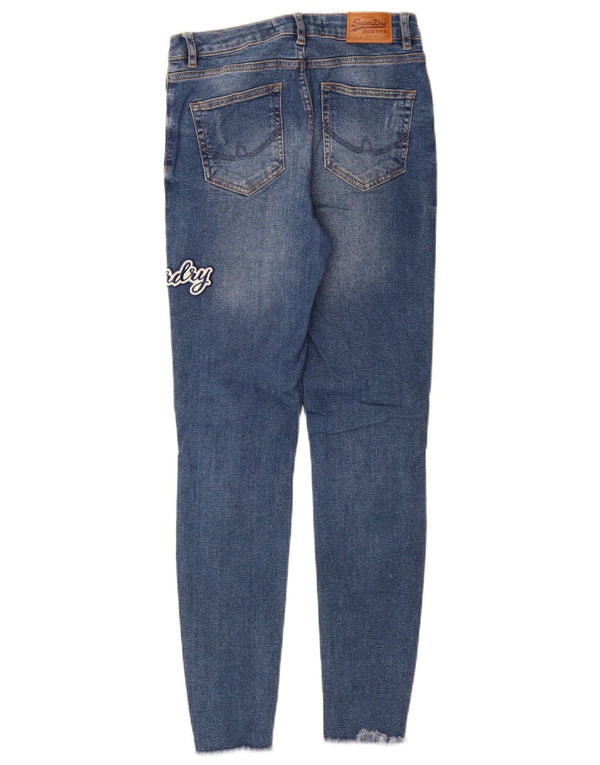 SUPERDRY Vaqueros ajustados desgastados con gráfico Sophia para mujer W26 L28 Algodón azul