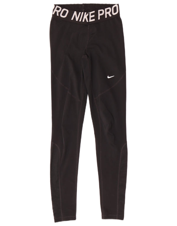Nike Womens Dri Fit Graphic Leggings UK 8 Small  Black Polyester