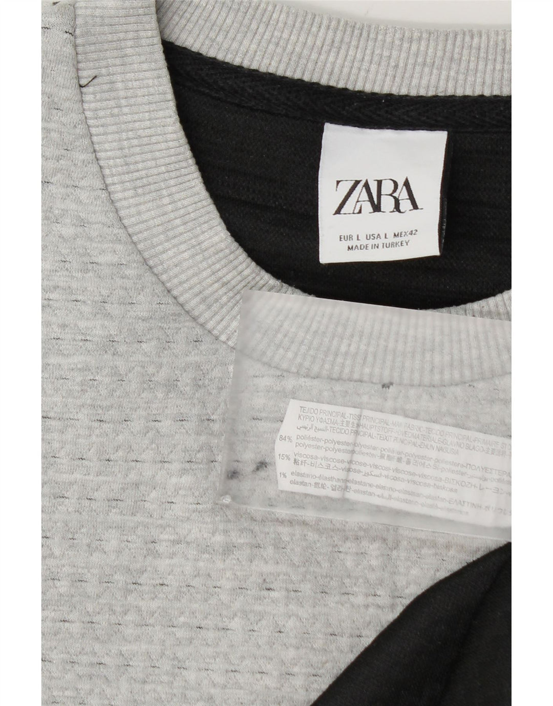 Zara Hombre Jersey De Cuello Redondo Jersey Grande Gris Colorblock Poliéster