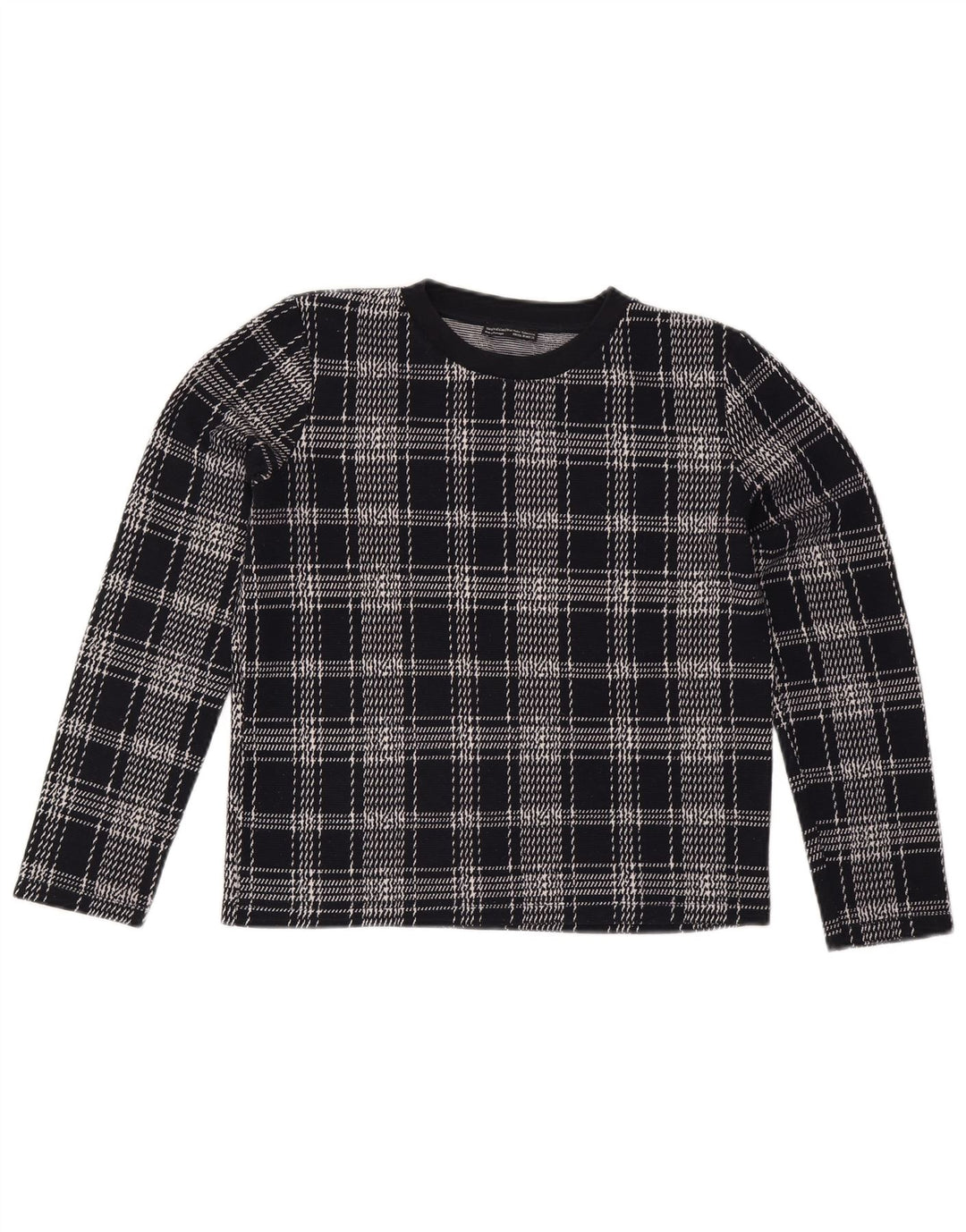 ZARA Mujer Sudadera Jumper UK 44 Medium Azul Marino Cuadros