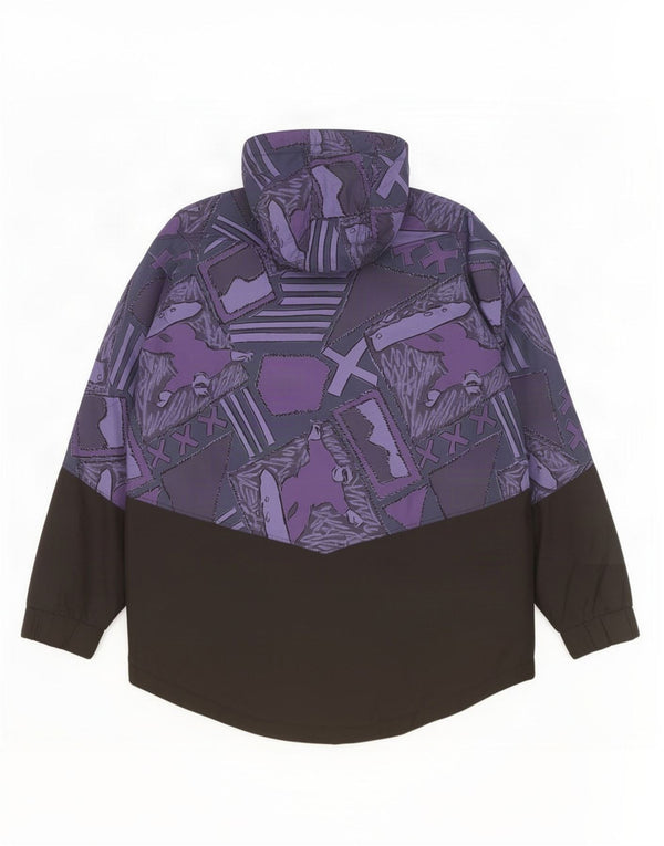 Vintage hombres de gran tamaño chaqueta de lluvia con capucha Reino Unido 36 pequeño bloque de color púrpura