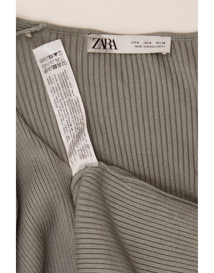 Zara Vestido Maxi Jumper para Mujer UK 8 Small Viscosa Gris