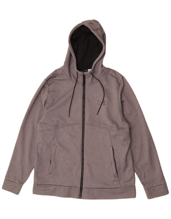 Under Armour Cold Gear Zip Sudadera con capucha para hombre, poliéster gris grande