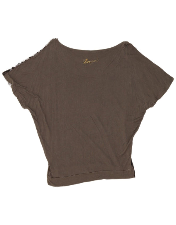 Desigual Blusa Batwing para Mujer Top UK 44 Viscosa Paisley Gris Medio