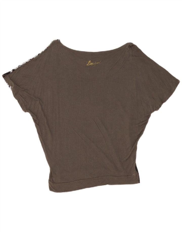 Desigual Blusa Batwing para Mujer Top UK 44 Viscosa Paisley Gris Medio