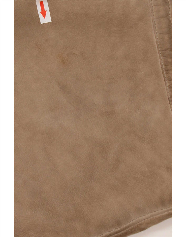 Vintage mujer 3/4 manga shearling abrigo Reino Unido 14 beige medio