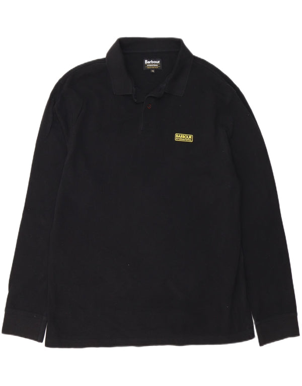 BARBOUR Polo de manga larga para hombre 2XL Algodón negro
