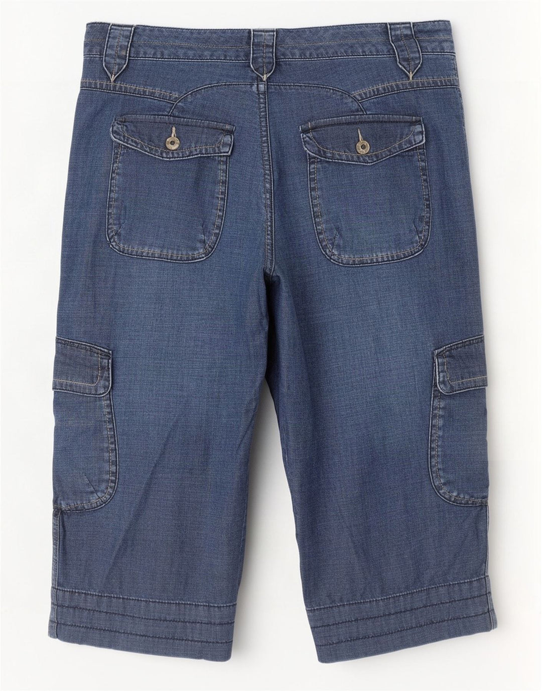 Monsoon Pantalones cortos cargo de mezclilla para mujer UK 14 Medium W34 L20 Algodón azul