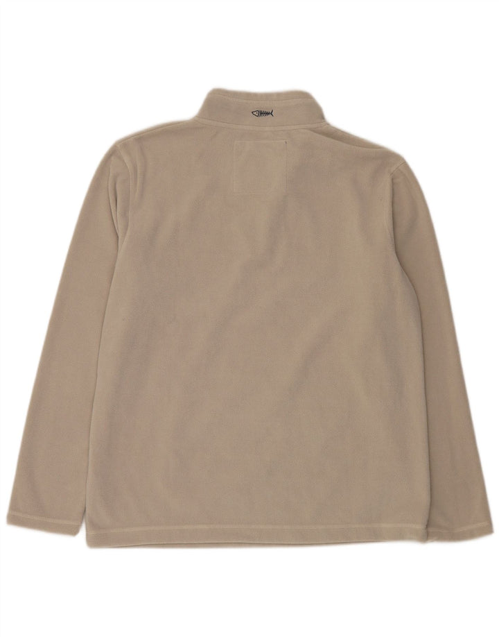 Weird Fish Jersey de forro polar con cuello y cremallera para hombre, tamaño grande, poliéster blanco roto