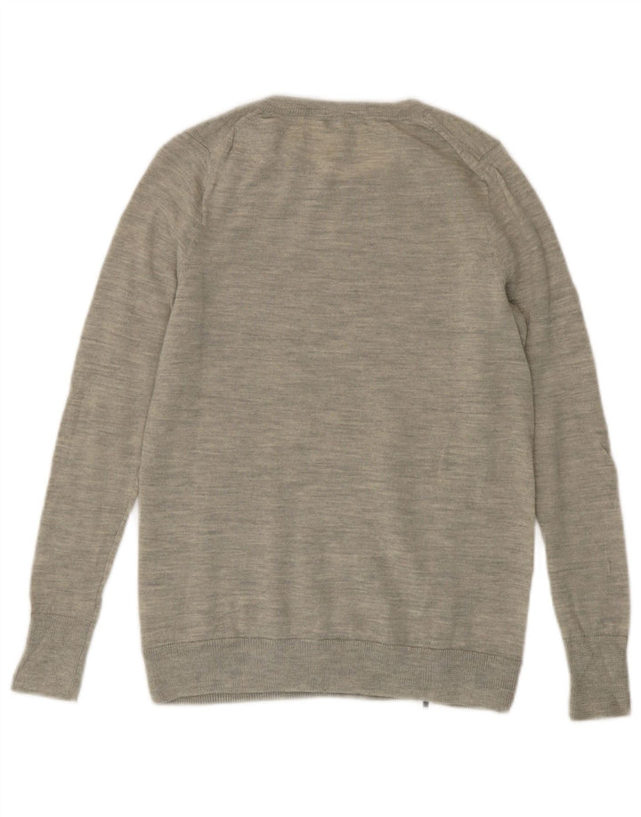 J. CREW Suéter tipo jersey con cuello barco para mujer UK 10 Small Grey Merino Wool