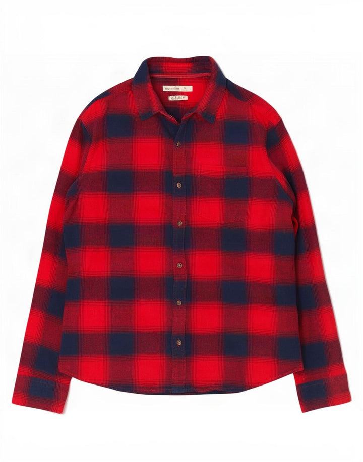 Camisa Hollister Hombre Franela XL Algodón Cuadros Rojos
