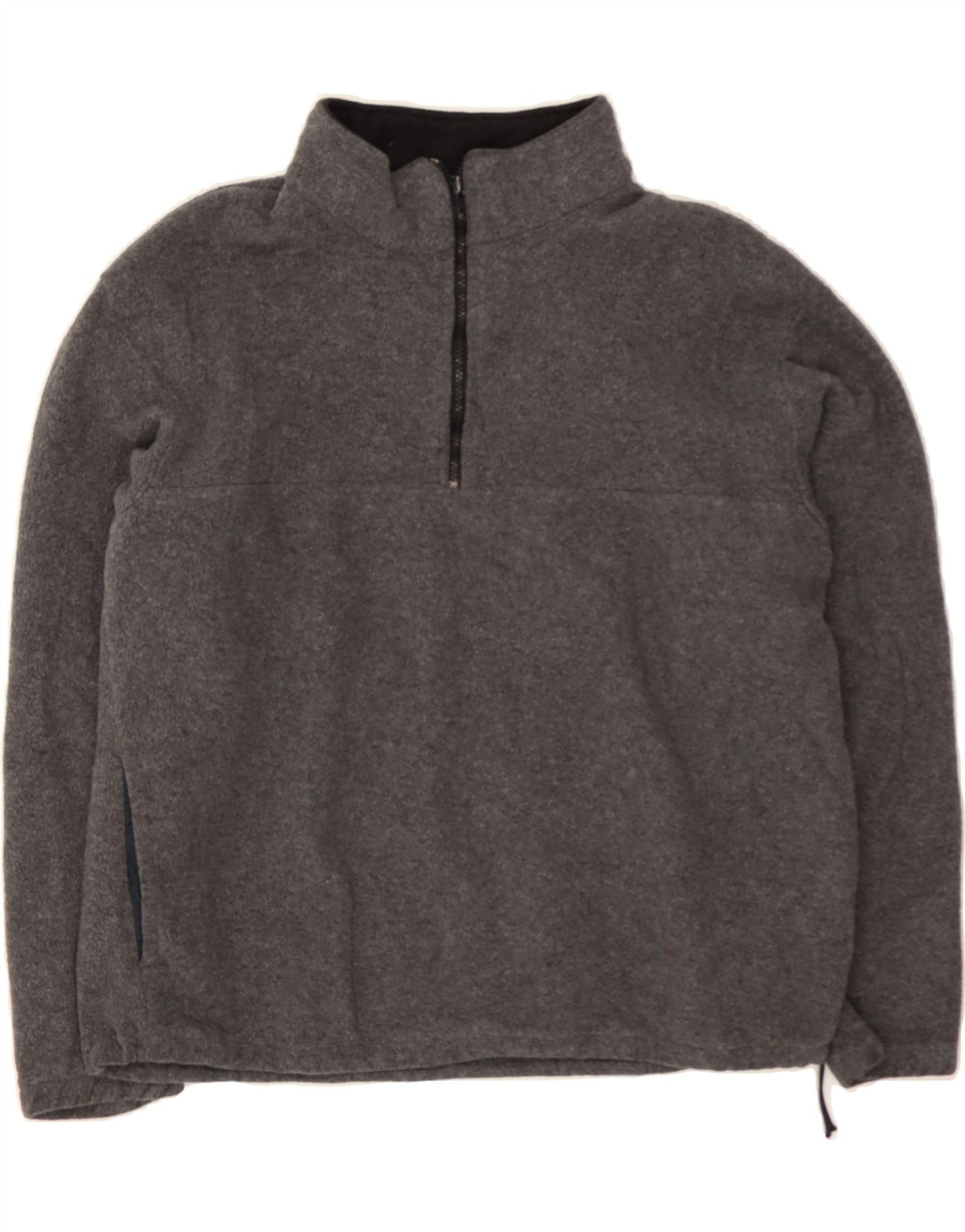 J. CREW Womens Oversized Zip Neck Fleece Jumper UK 16 Large Grey Polyester Vintage J. Crew and Second-Hand J. Crew from Messina Hembry 
