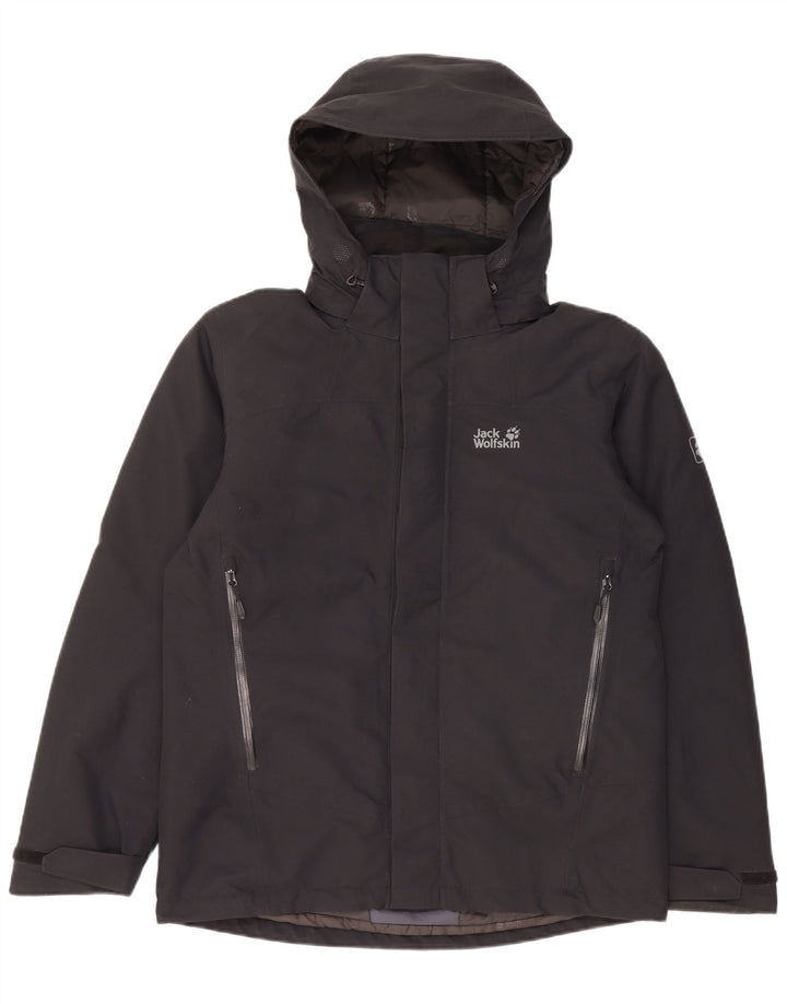 Jack Wolfskin Chaqueta cortavientos con capucha para hombre UK 34 Small Poliéster negro