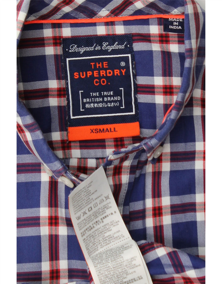 SUPERDRY Camisa de franela para hombre XS Algodón a cuadros azul marino