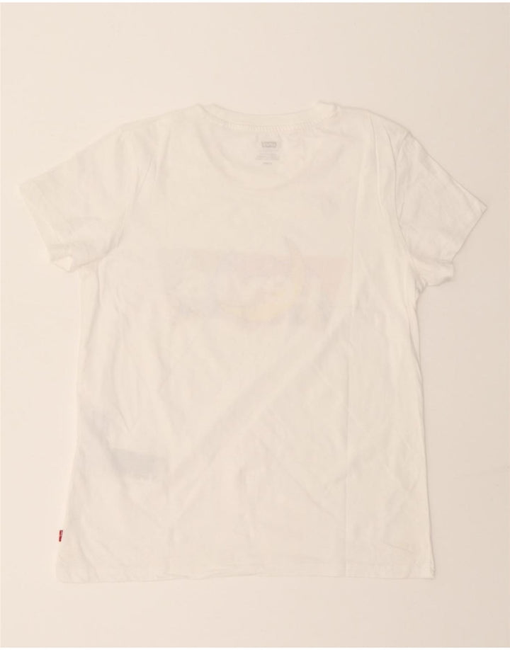 LEVI'S Womens Graphic T-Shirt Top UK 12 Medium White Cotton Vintage Levi's and Second-Hand Levi's from Messina Hembry 