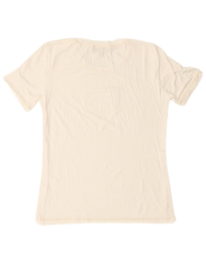 LUISA SPAGNOLI Camiseta gráfica para mujer Top UK 40 Viscosa blanca mediana