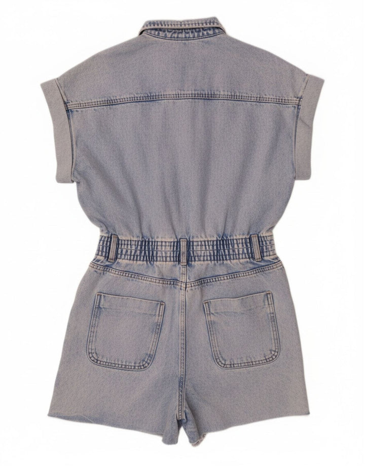 Zara Mujer Denim Playsuit UK 44 Algodón Azul Medio