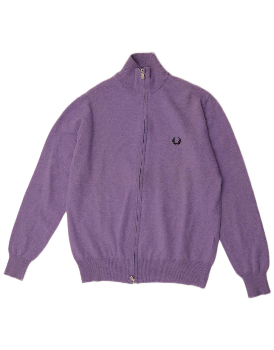 Fred Perry Hombre Cárdigan Suéter Pequeño De Lana Púrpura