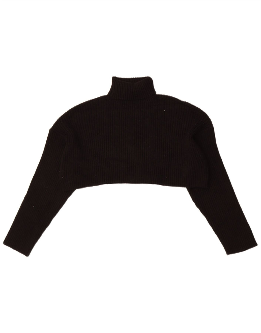 Zara Mujer Crop Oversize Roll Neck Jumper Sweater UK 40 Mediano Negro
