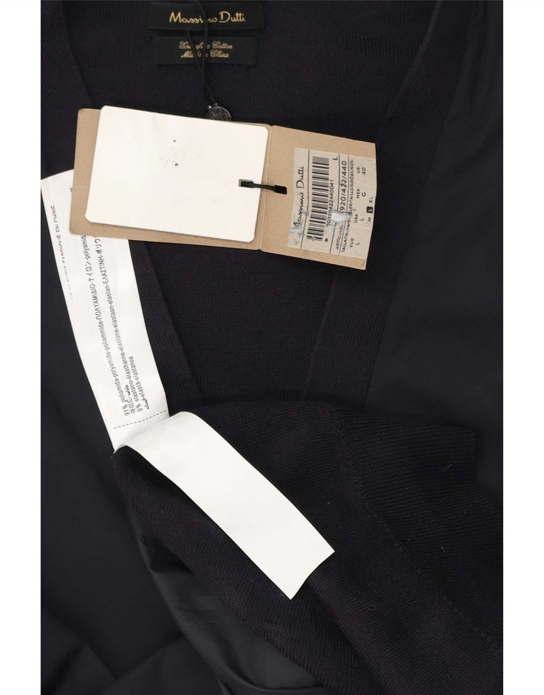 Massimo Dutti Hombre Regular Fit Cardigan Sweater Large Azul Marino Poliamida