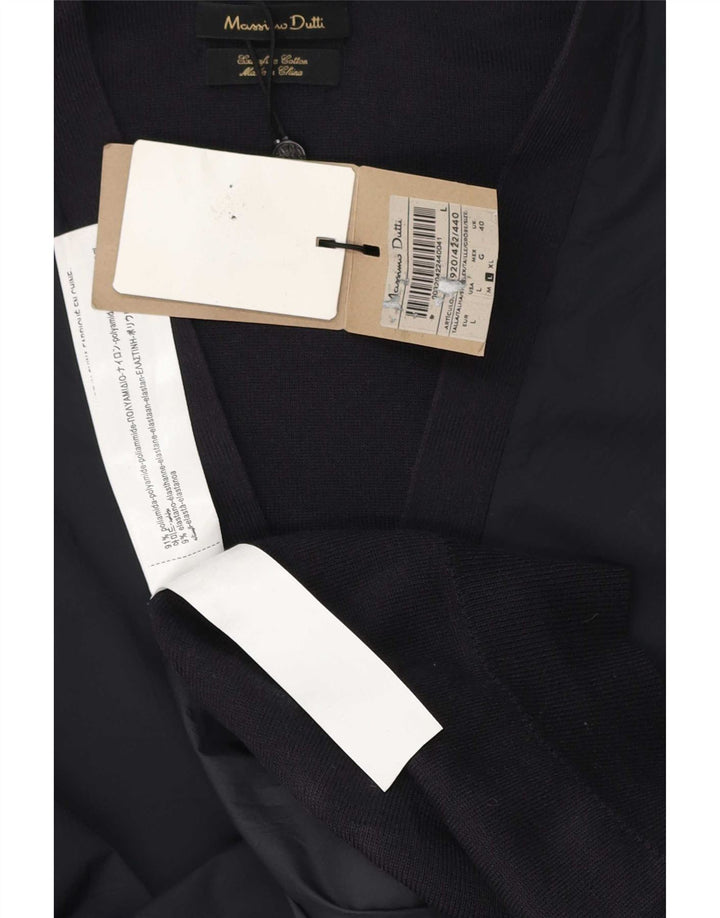 Massimo Dutti Hombre Regular Fit Cardigan Sweater Large Azul Marino Poliamida