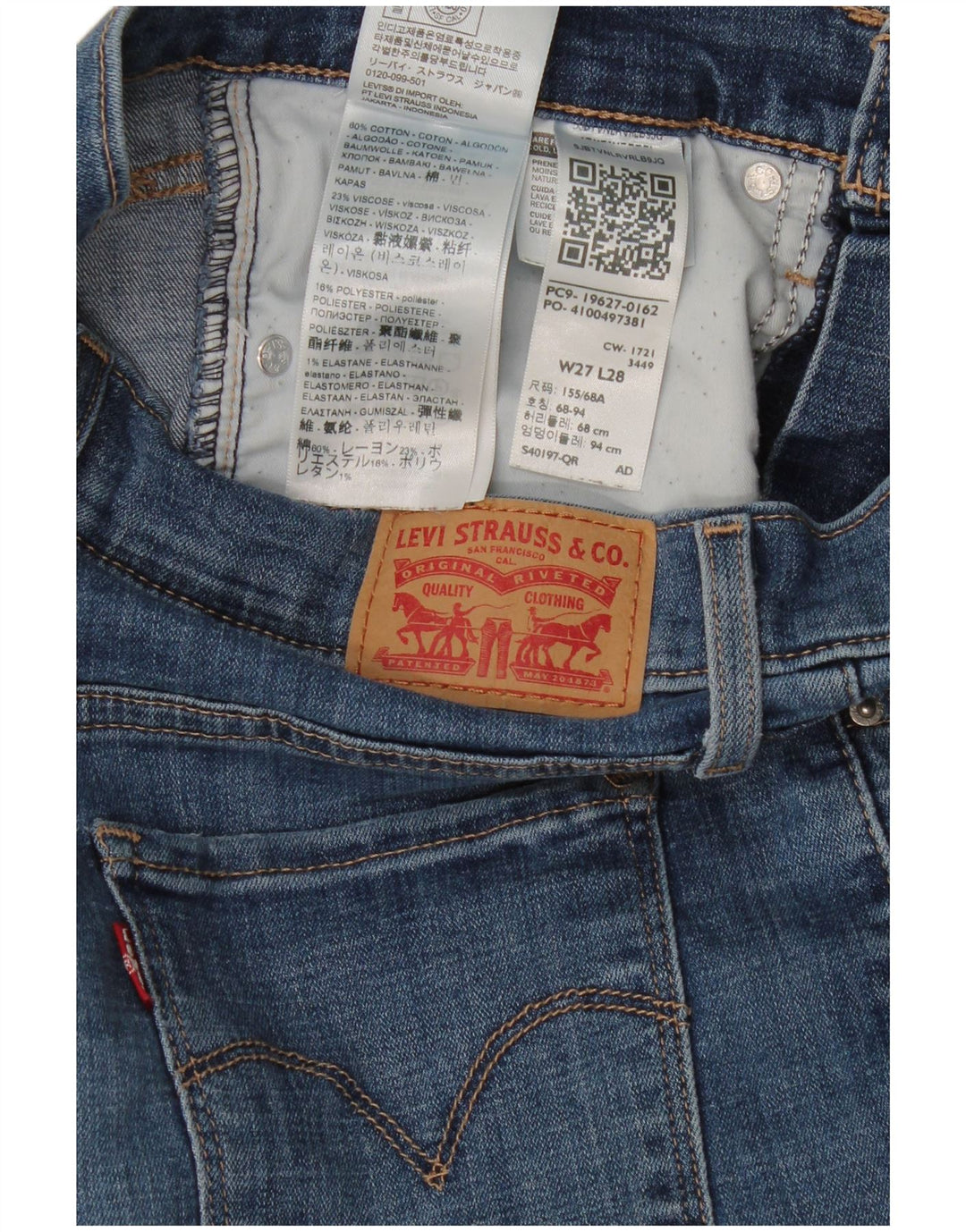 Levi's Mujer 312 Shaping Slim Jeans W27 L28 Algodón Azul