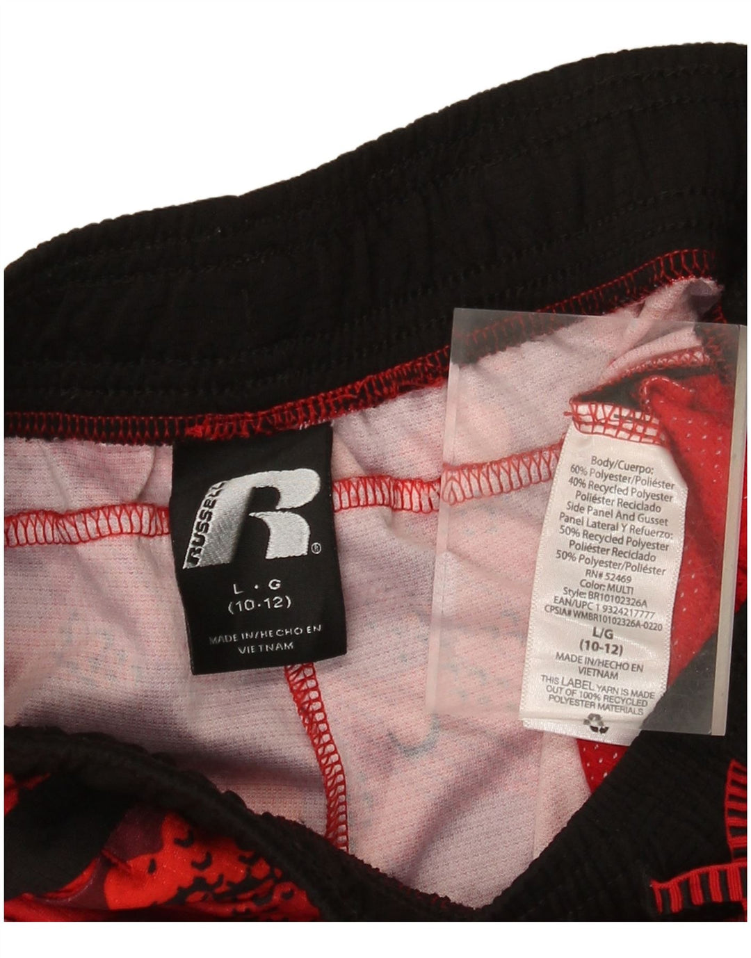RUSSELL ATHLETIC Pantalones cortos deportivos para niños de 10 a 11 años, talla grande, color rojo camuflaje
