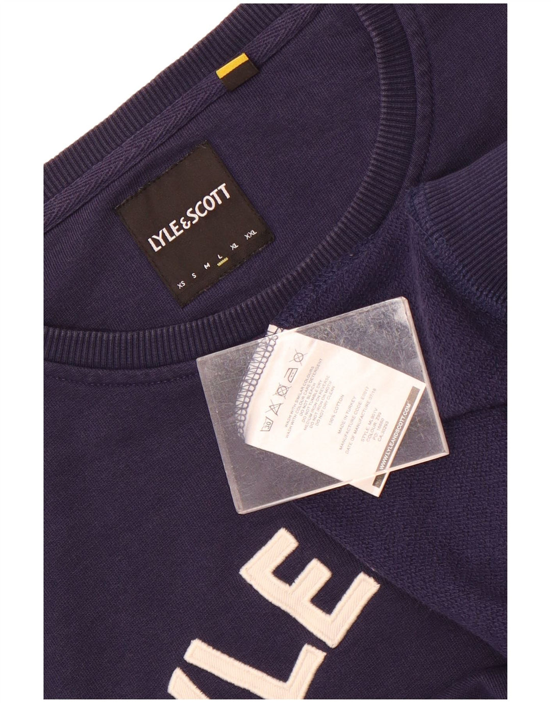 Lyle & Scott - Sudadera gráfica para hombre, jersey grande, algodón azul marino