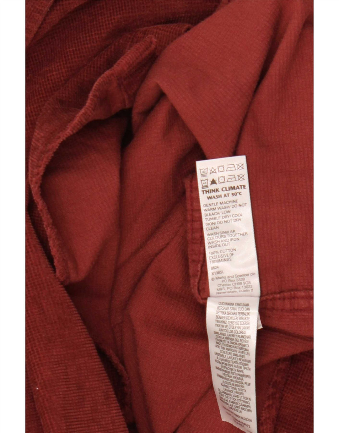 Marks & Spencer Camisa para hombre 2XL Algodón burdeos