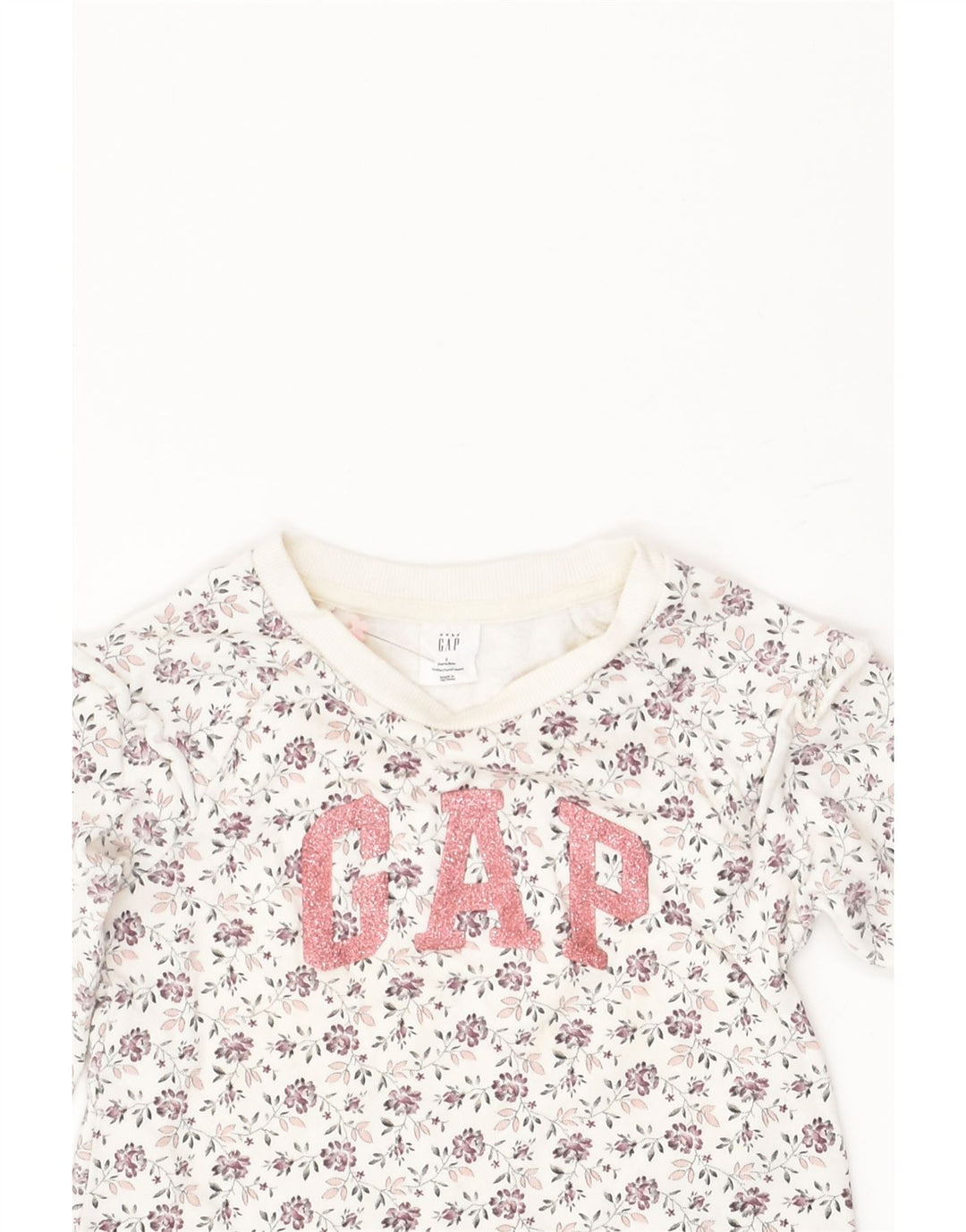 GAP Baby Girls Graphic Sweatshirt Jumper 18-24 Months White Floral Cotton | Vintage Gap | Thrift | Second-Hand Gap | Used Clothing | Messina Hembry 
