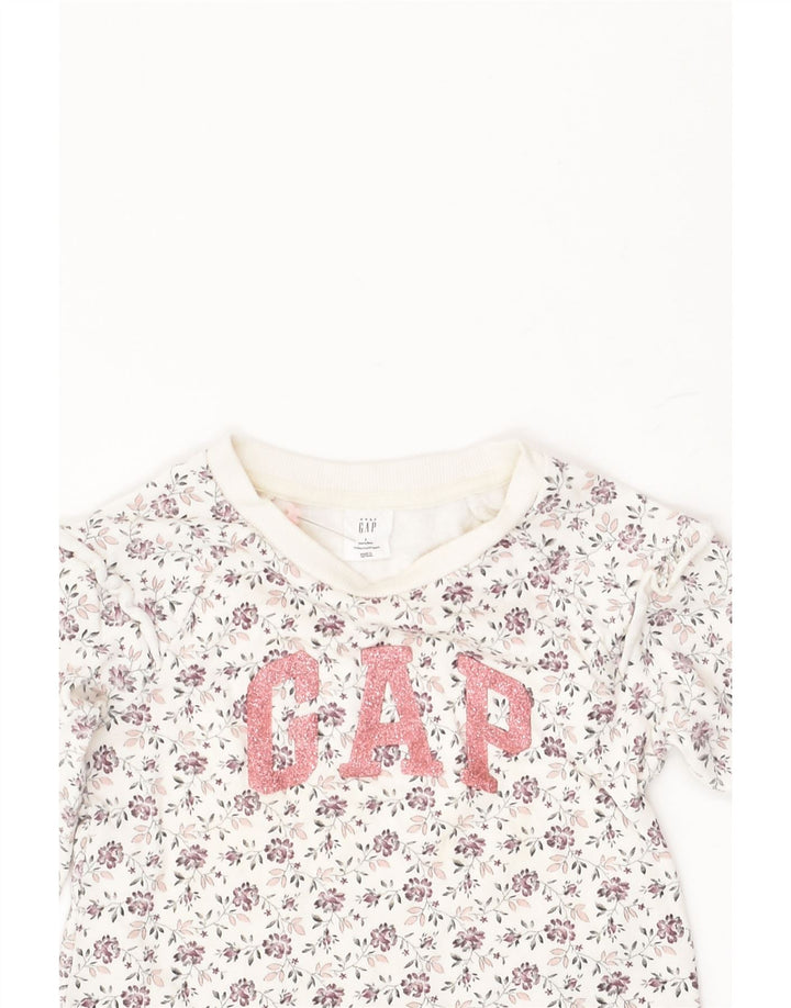 GAP Baby Girls Graphic Sweatshirt Jumper 18-24 Months White Floral Cotton | Vintage Gap | Thrift | Second-Hand Gap | Used Clothing | Messina Hembry 