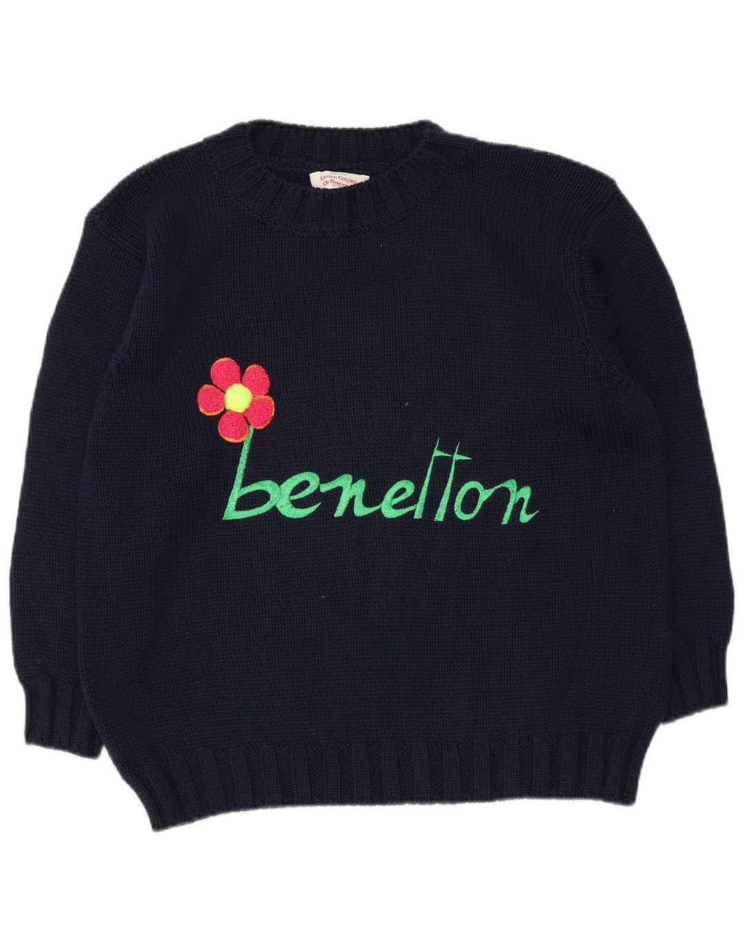 Benetton Jersey De Cuello Redondo IT 42 Medium Azul Marino Floral