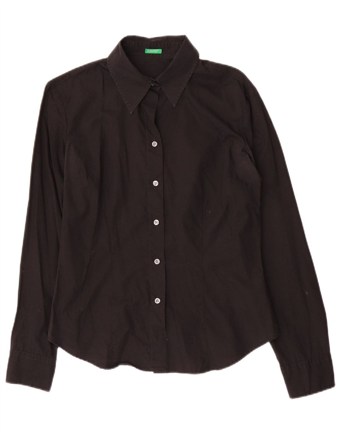 Camisa Benetton Mujer ES 44 Mediano Negro Algodón
