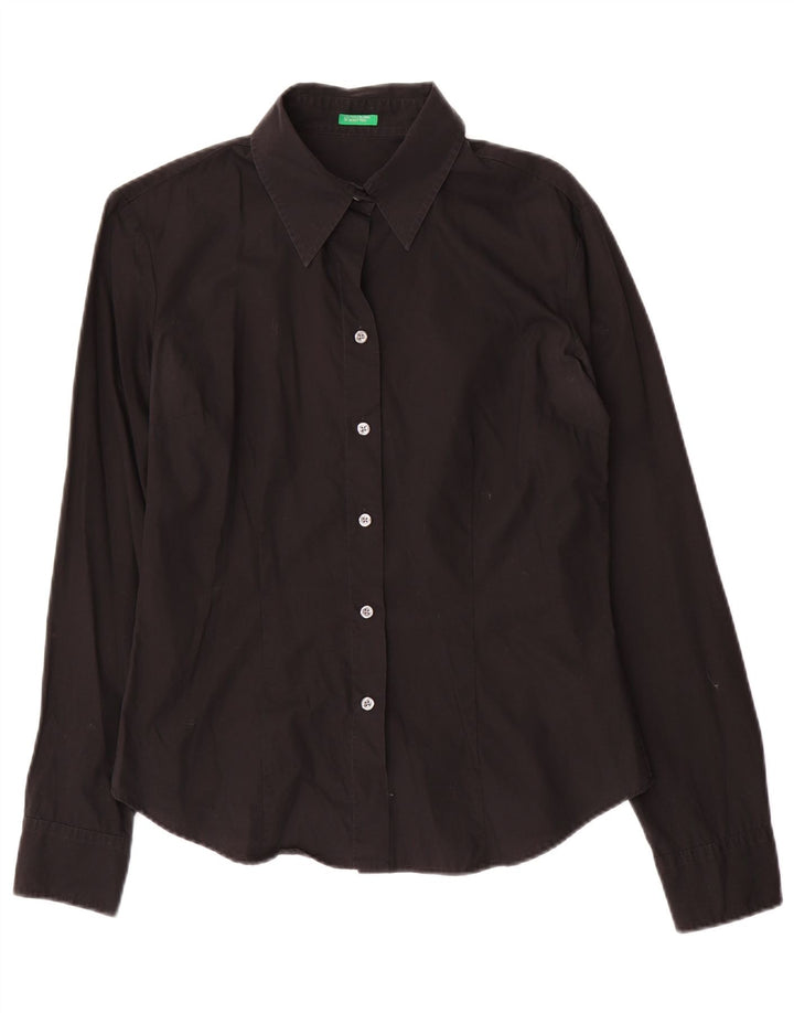 Camisa Benetton Mujer ES 44 Mediano Negro Algodón
