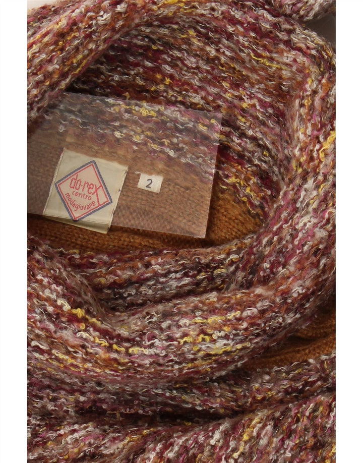 VINTAGE Mujer Roll Neck Jumper Suéter Reino Unido 14 Mediana Rayas Multicolores