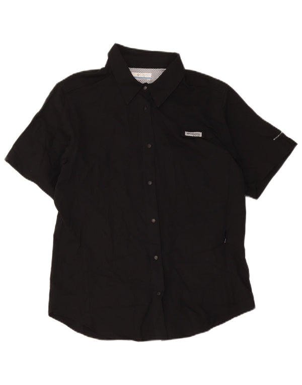 Columbia Camisa de manga corta Omni-Shade para mujer UK 44 Mediano Negro Poliéster