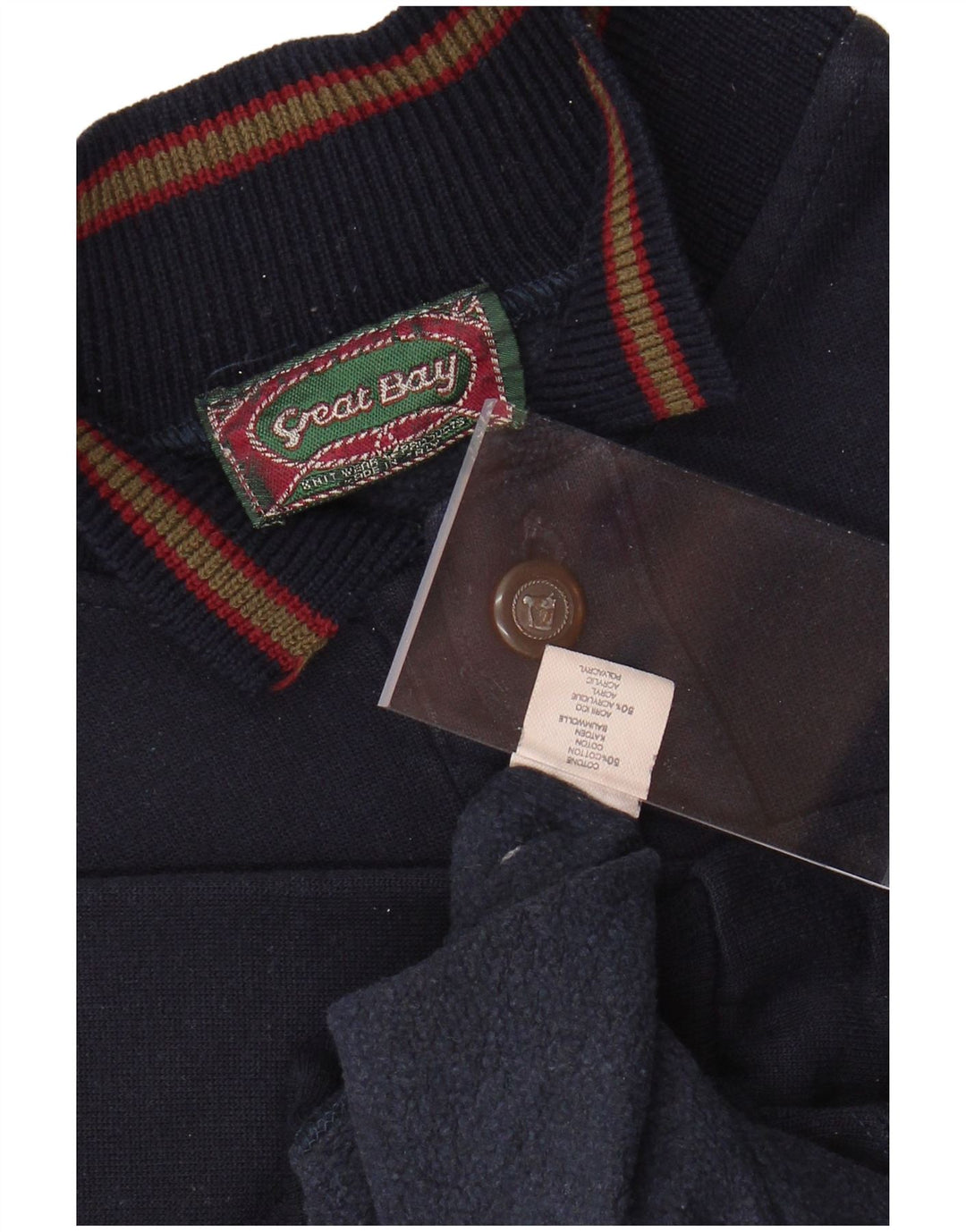 GREAT BAY Suéter tipo jersey con cuello y botones para hombre, tamaño grande, algodón azul marino