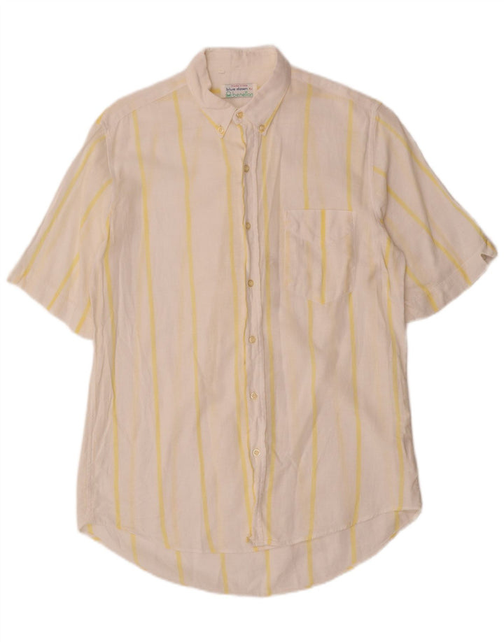 BENETTON Camisa Manga Corta Hombre Algodón Rayas Blanca Mediana
