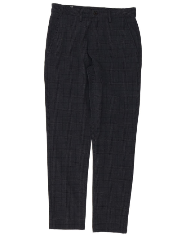 Zara Mens Slim Chino Pantalones EU 36 XS W29 L29 Azul Marino Cuadros