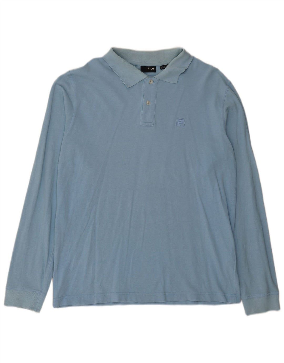 Fila Polo de manga larga para hombre de algodón azul grande