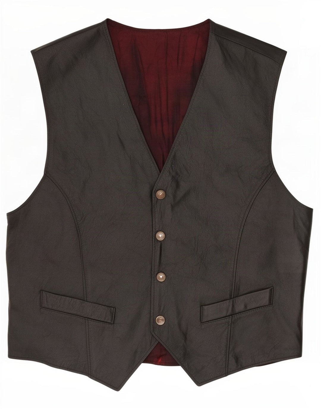 Chaleco de cuero vintage para hombre IT 52 Grande Negro