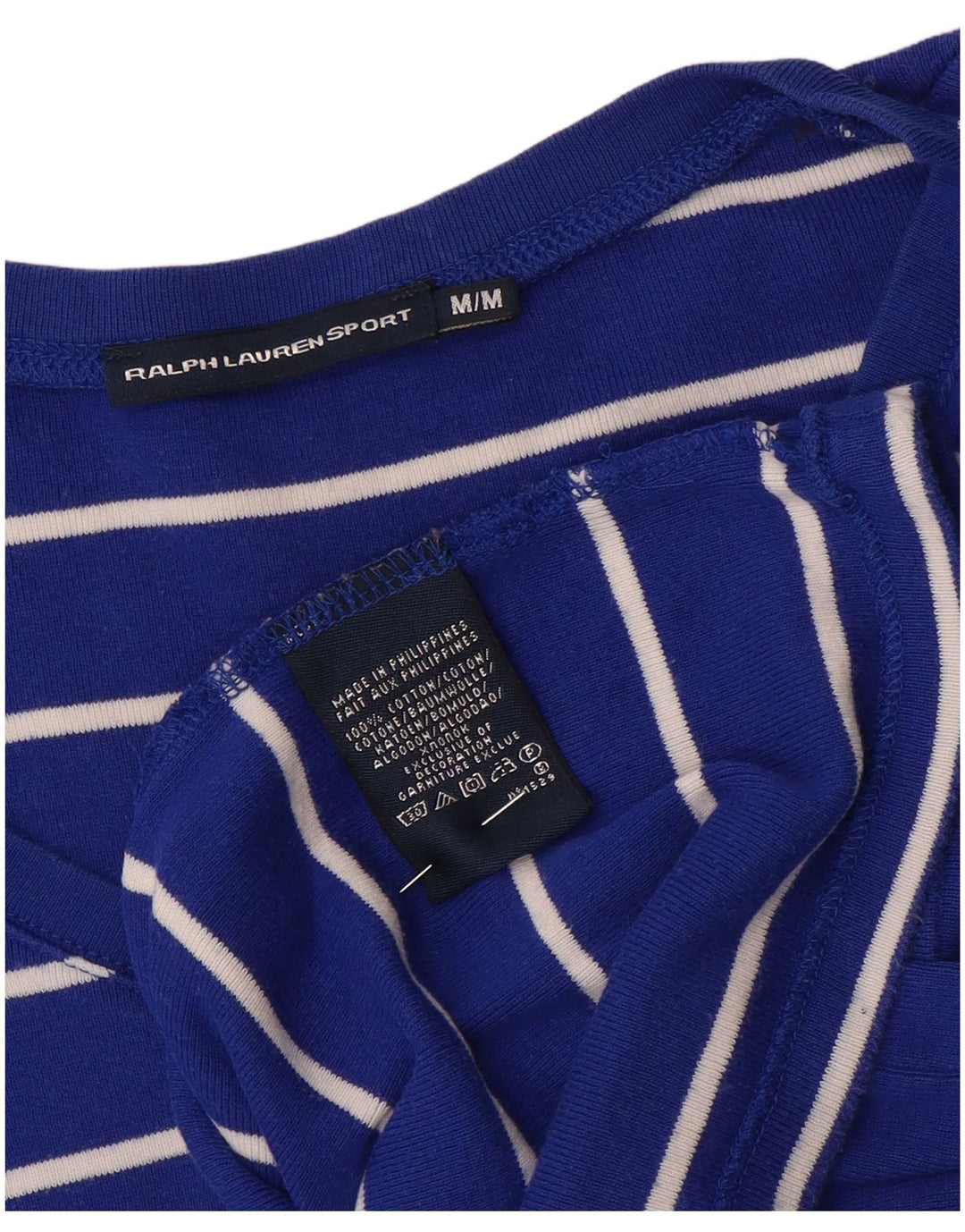 Ralph Lauren Camiseta para mujer Top UK 12 Algodón a rayas azul medio