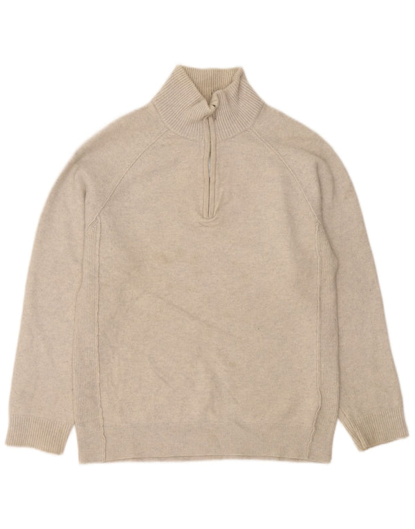 Reiss - Jersey para mujer con cuello y cremallera, talla 40, XL, lana moteada en beige