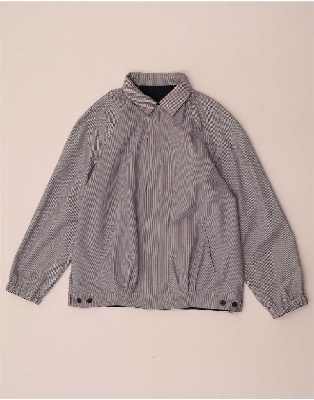 Vintage mujer reversible bomber chaqueta EU 38 medio azul marino poliéster