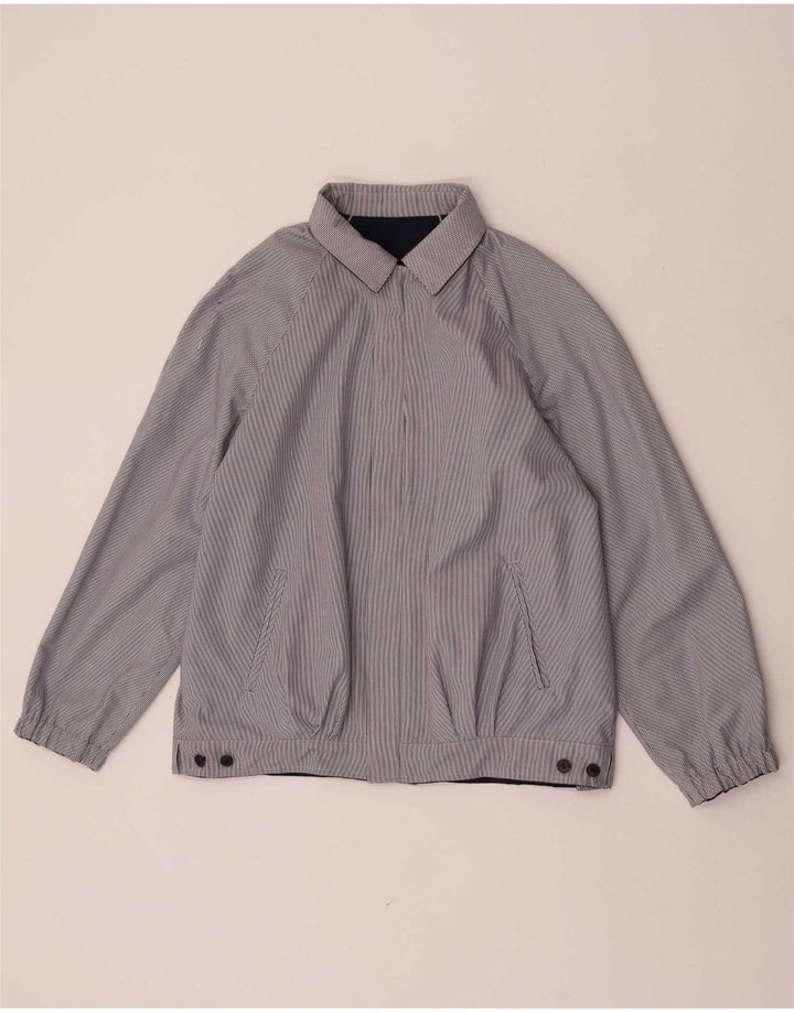 Vintage mujer reversible bomber chaqueta EU 38 medio azul marino poliéster